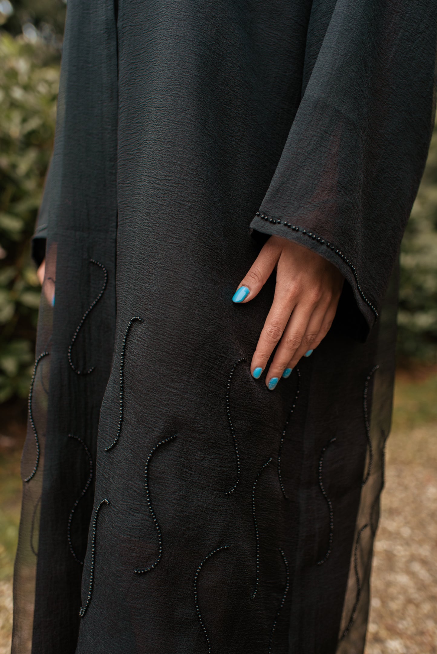 Abaya en organza à bulles