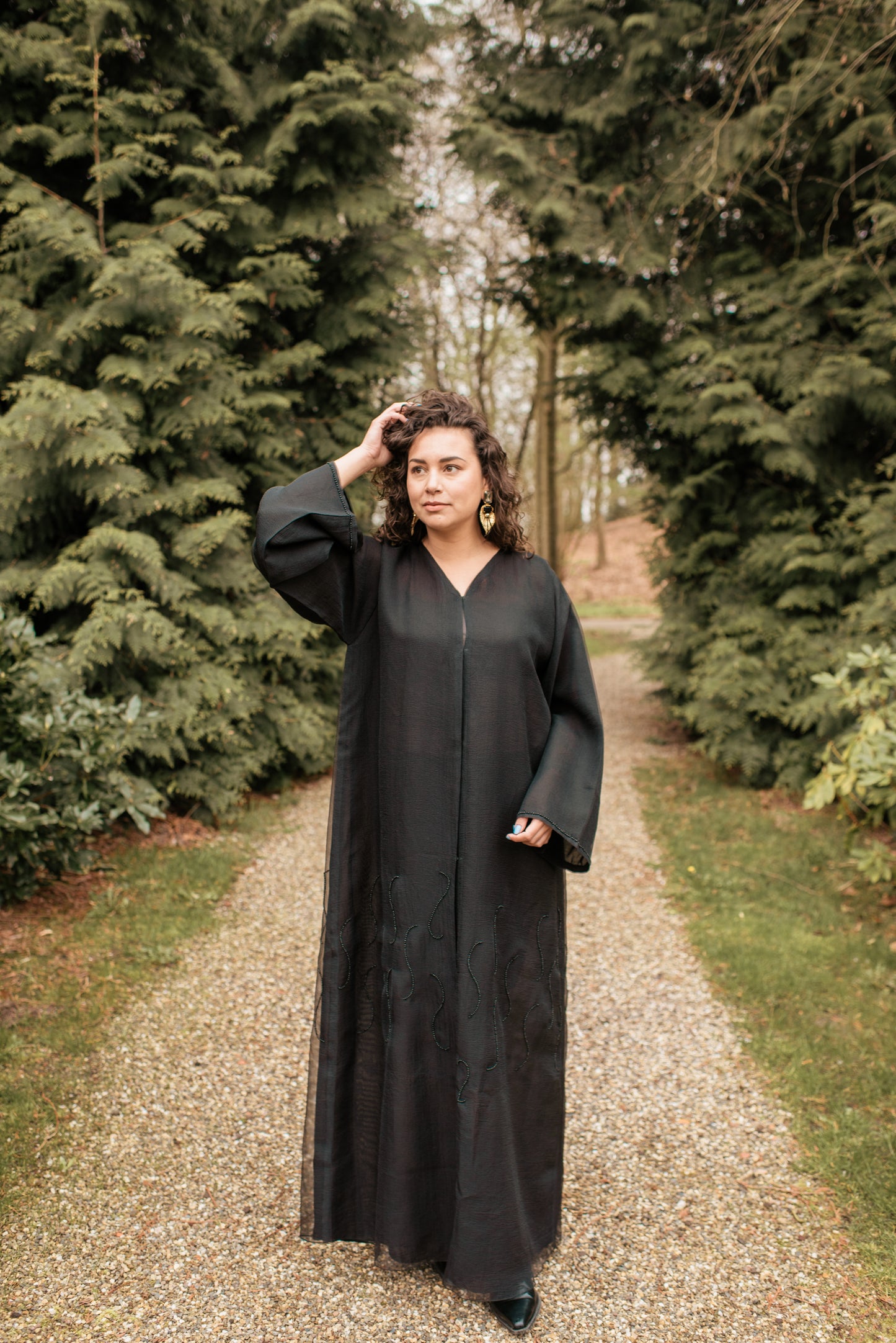 Abaya en organza à bulles