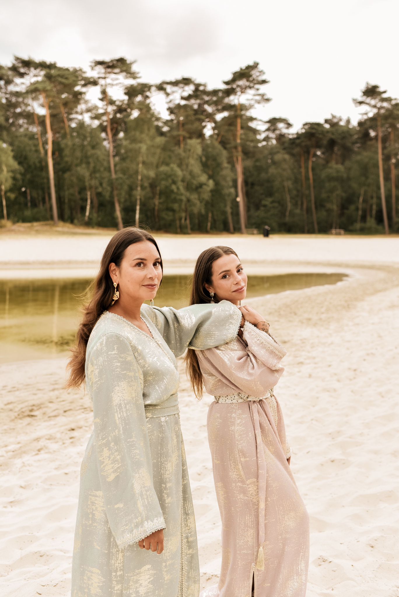 Caftan en feuille de maille | Vieux Rose